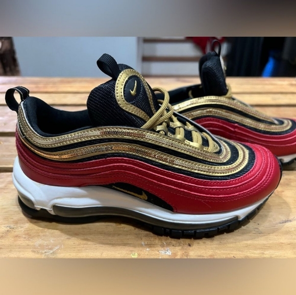 NWOT Nike Air Max 97 Red and Gold Sequins - Picture 7 of 8